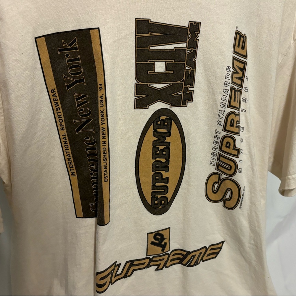 Supreme Multi Logos Tee Natural Cream Brown FW21 Men’s Size XL - Picture 4 of 5